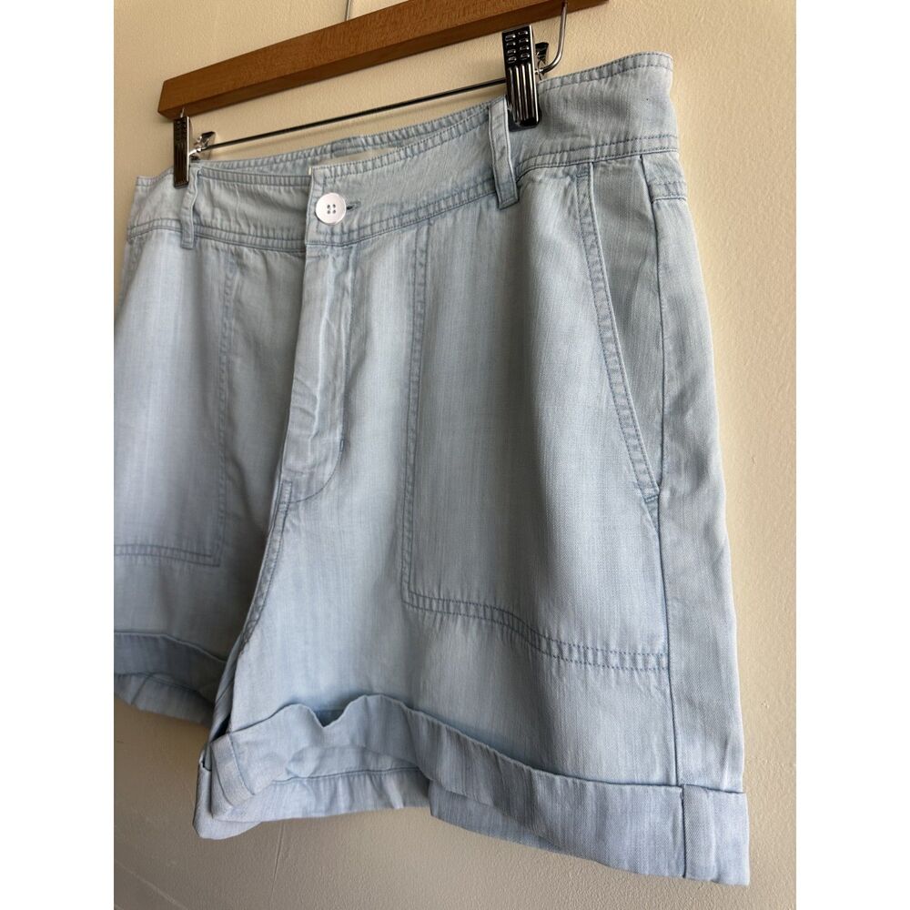 Anthropologie Cloth & Stone Chambray Tencel Shorts Women’s M Zip Fly - Picture 5 of 10